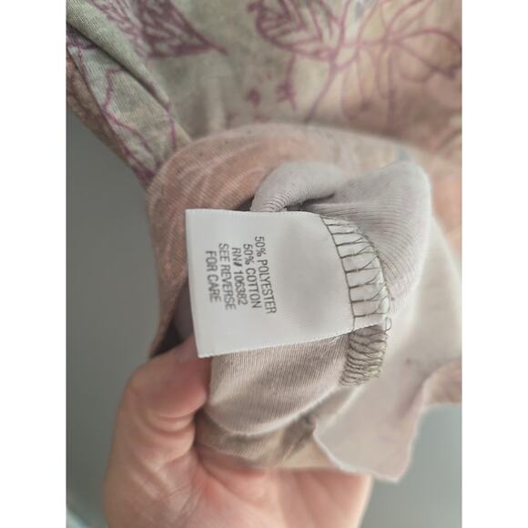 Apt. 9 Pink Floral Embellished Grunge Short Sleeve Casual Top Womans Size Medium - Picture 5 of 5